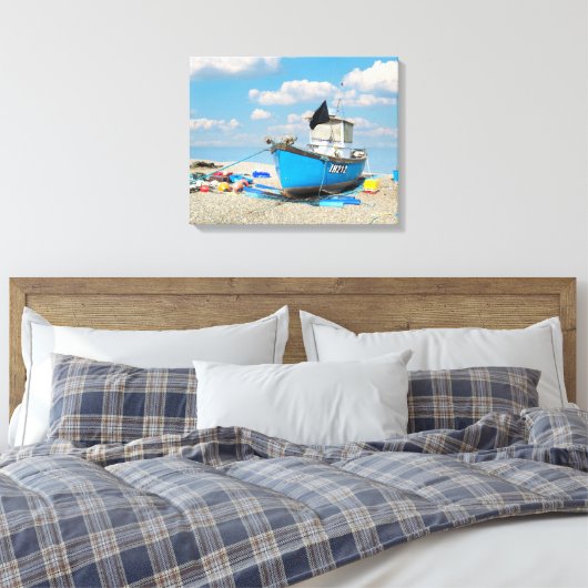 Boot op het strand canvas afdruk (Insitu (Slaapkamer))