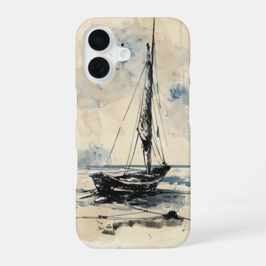 Boot op het strand iPhone 16 hoesje (Achterkant)