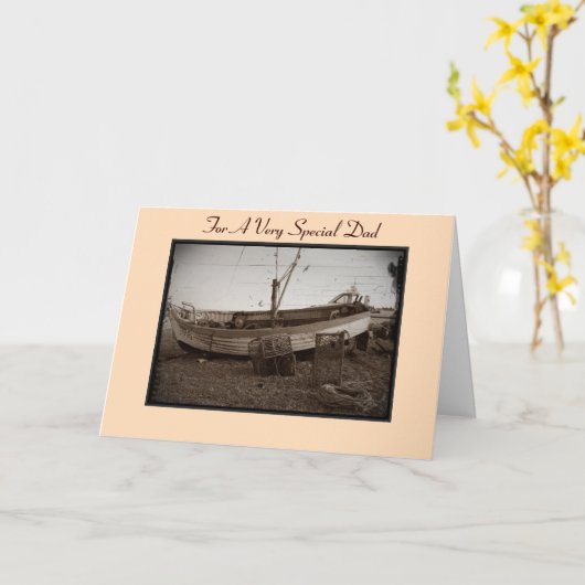 Boot op het strand met kreeftenpotten Versed Pap Kaart (Gele Bloem)