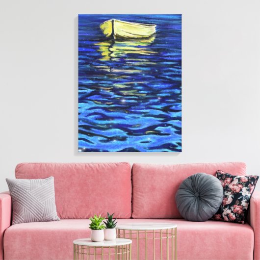 Boot op het Zee Canvas Print - Schilderij (Insitu (Woonkamer))