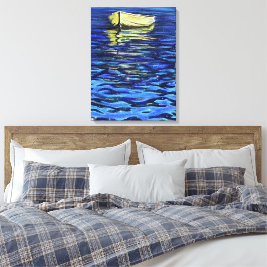 Boot op het Zee Canvas Print - Schilderij (Insitu (Slaapkamer))