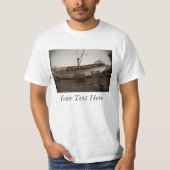 Boot op kiezelstrand kreeft potten antiek foto t-shirt (Voorkant)