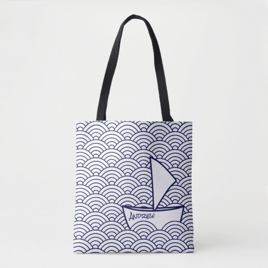 Boot op Waves Canvas tas (Voorkant)