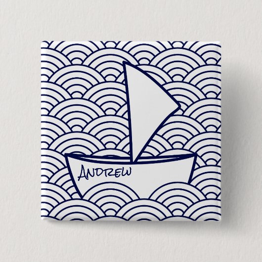 Boot op Waves Square Button (Voorkant)