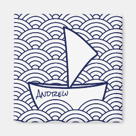 Boot op Waves Square Magnet