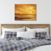 Boot op zee - Edward Mitchell Bannister - c1890 Canvas Afdruk (Insitu (Slaapkamer))