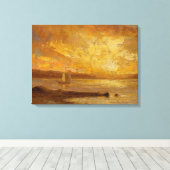 Boot op zee - Edward Mitchell Bannister - c1890 Canvas Afdruk (Insitu (Houten vloer))