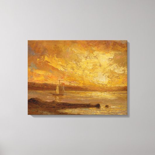 Boot op zee - Edward Mitchell Bannister - c1890 Canvas Afdruk (Voorkant)