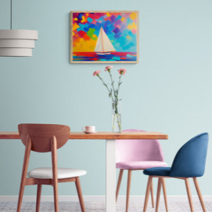 boot op zee verf canvas afdruk