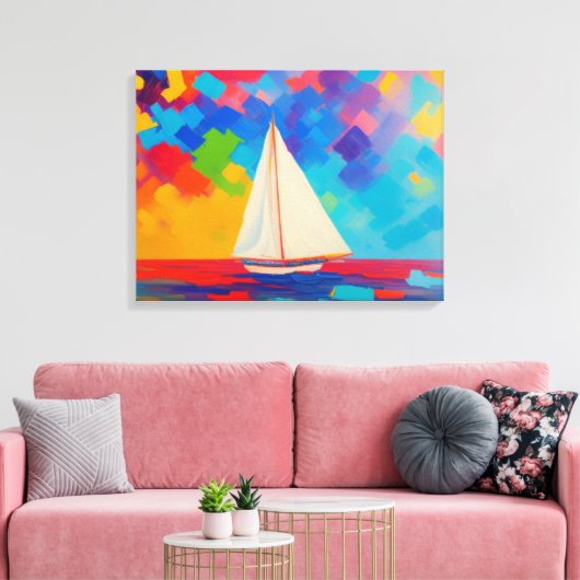 boot op zee verf canvas afdruk (Insitu (Woonkamer))