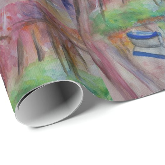 Boot Romantische Waterverf Glossy Wrapping Papier (Rol Hoek)