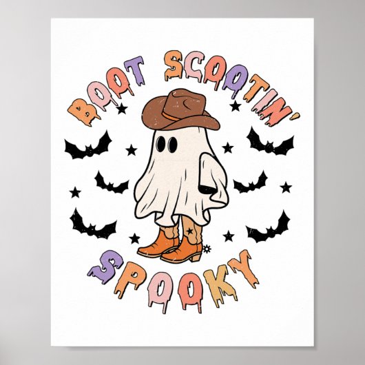 Boot Scoot Spooky Funny Westerne Halloween Cowboy Poster (Voorkant)