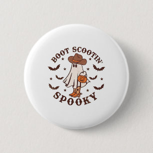 Boot Scoot Spooky Groovy Halloween Western Koeienh Ronde Button 5,7 Cm