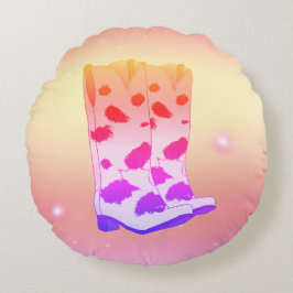 Boot Scoot Throw Pillow (Pink) Rond Kussen