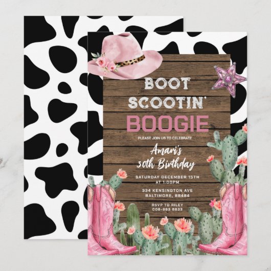 Boot Scootin' Boogie Cowgirl 30ste verjaardag Kaart (Voorkant / Achterkant)