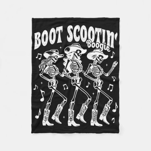 Boot Scootin' Boogie Retro Western Skeleton Dancin Fleece Deken (Voorkant)