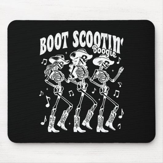 Boot Scootin' Boogie Retro Western Skeleton Dancin Muismat (Voorkant)