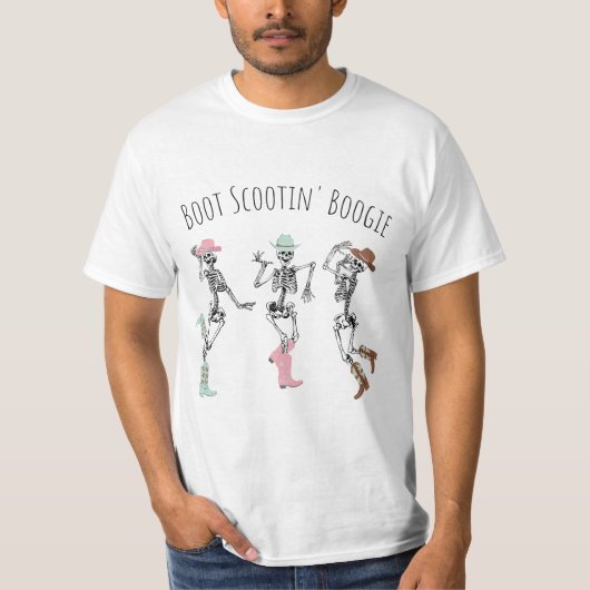 Boot Scootin Boogie Shirt, Halloween Skelet Swea T-shirt (Voorkant)