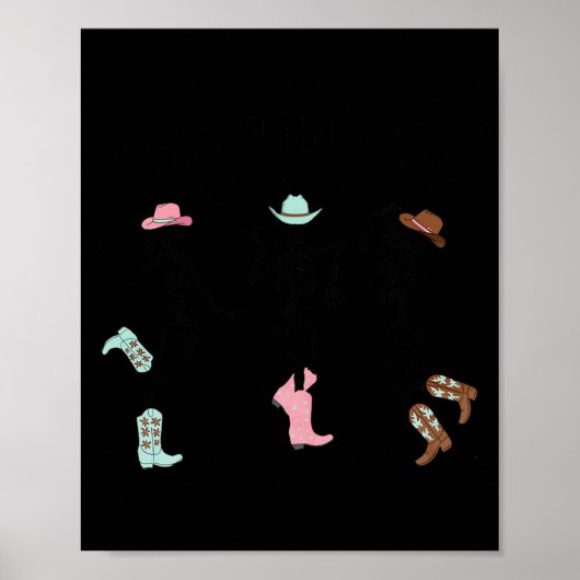 Boot Scootin Boogie Skeletten Dansen Western Hall Poster (Voorkant)