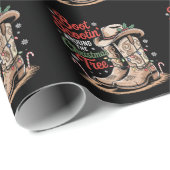 Boot Scootin' Rond de kerstboom Western Cadeaupapier (Rol Hoek)