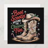 Boot Scootin' Rond De Kerstboom Western Feestdagenkaart (Voorkant / Achterkant)