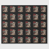 Boot Scootin' Rondom De Kerstboom Western Cadeaupapier (Vlak)