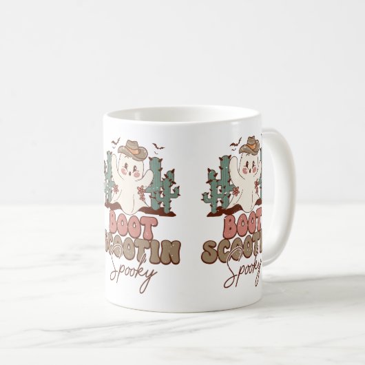 Boot Scootin Spooky Coffee Cup, Cactus en Ghost Koffiemok (Voorkant rechts)