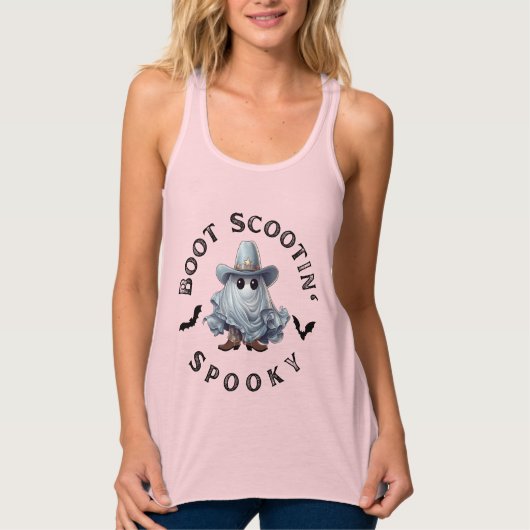 Boot Scootin Spooky Leuke Grappige Halloween Tanktop (Voorkant)