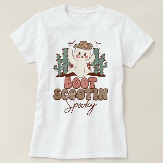 Boot Scootin Spooky Western Boo Ghost Halloween T-shirt (Design voorkant)