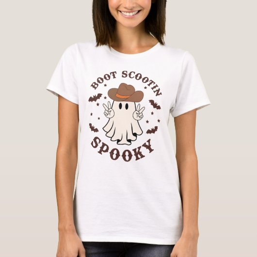 Boot Scootin Spooky Westerne Ghost Halloween T-shirt (Voorkant)