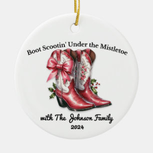 Boot Scootin' Under the Mistletoe Keramisch Ornament