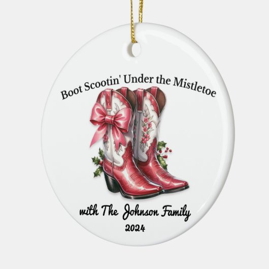 Boot Scootin' Under the Mistletoe Keramisch Ornament (Links)