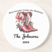 Boot Scootin' Under the Mistletoe Zandsteen Onderzetter (Voorkant)