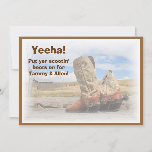 Boot Scootin Westerne Dance Wedding Uitnodiging (Voorkant)