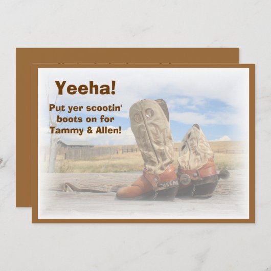 Boot Scootin Westerne Dance Wedding Uitnodiging (Voorkant / Achterkant)