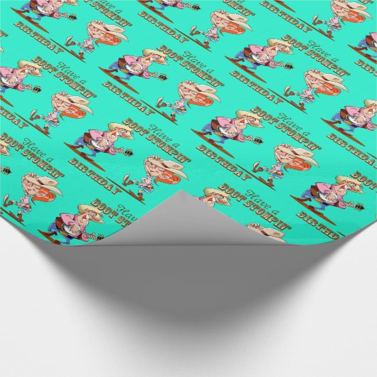 Boot Stompin' Verjaardag Western Cowboy Cowgirl Bl Cadeaupapier (Hoek)
