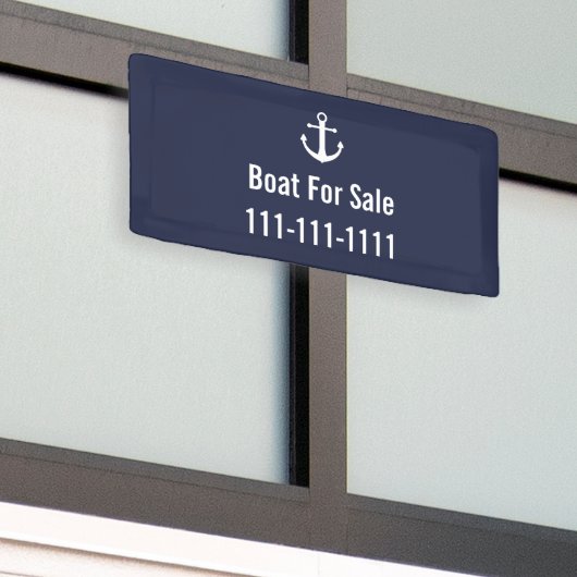 Boot Te Koop Blauw en Wit Telefoonnummer Sjabloon Spandoek (Buitenkant Gebouw)