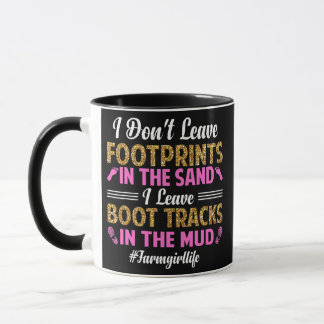 Boot Tracks in Mud Cute Boerderij Girl Life Funny Mok