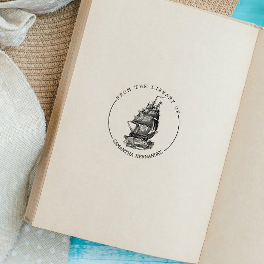 boot uit de bibliotheek van het boek, boek rubberstempel