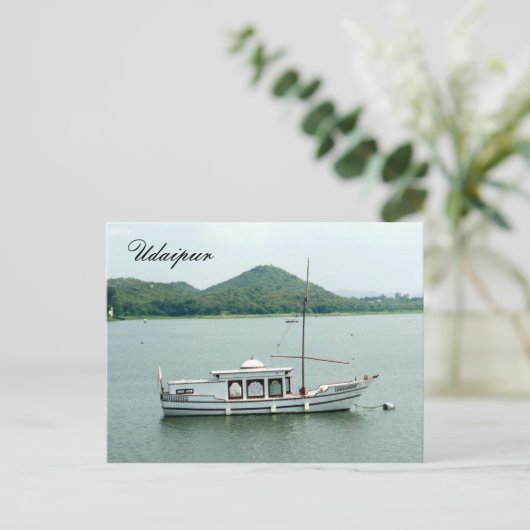 boot van het udaipur-meer briefkaart (Staand voorkant)