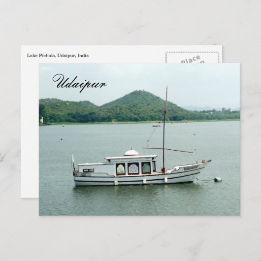 boot van het udaipur-meer briefkaart (Voorkant / Achterkant)