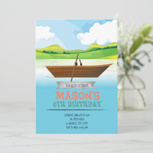 Boot Verjaardagsfeest uitnodiging (Staand voorkant)