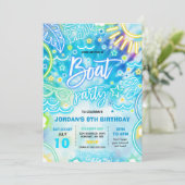 Boot verjaardagsfeestje bij het meer Tie Dye Glow Kaart (Staand voorkant)