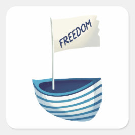 boot voor nautische vrijheid vierkante sticker