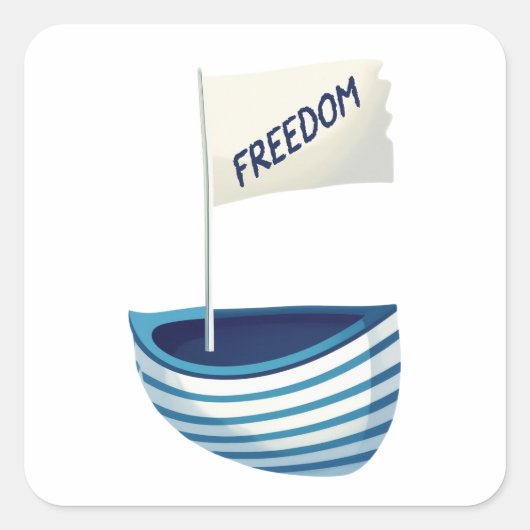 boot voor nautische vrijheid vierkante sticker (Voorkant)