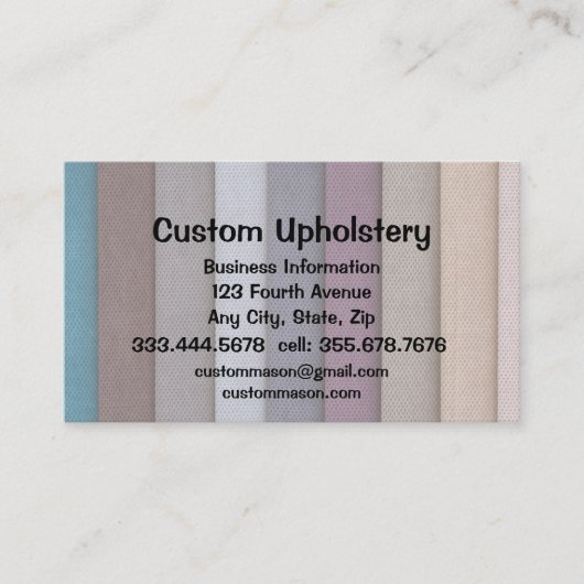 boot voor stoffering op maat visitekaartje (Voorkant)