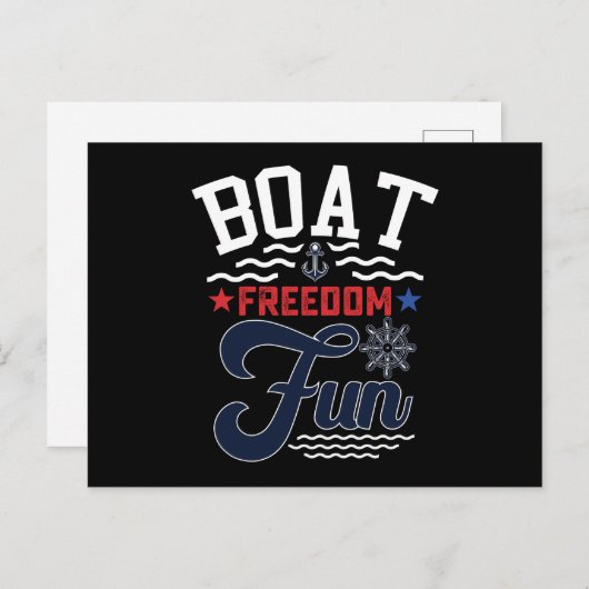 Boot Vrijheid Plezier 4 juli Boater Briefkaart (Voorkant / Achterkant)