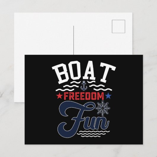Boot Vrijheid Pret 4 juli Botenman  Briefkaart (Voorkant / Achterkant)