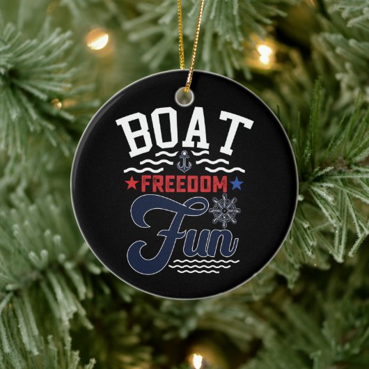 Boot Vrijheid Pret 4 juli Botenman Keramisch Ornament (Boom)