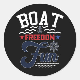 Boot Vrijheid Pret 4 juli Botenman Ronde Sticker